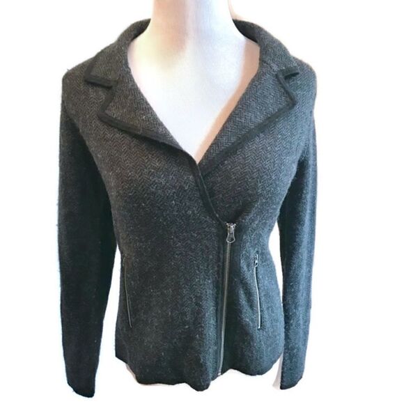 Tahari Amanka Gray Front Zip Jacket S M or 8/10 - Picture 1 of 5